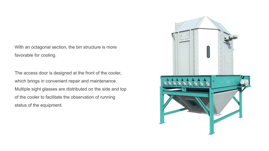 Cattle and Ruminant Animal Feed Pellet Vertical Tipping Type Counterflow Cooler Machine with CE Certification